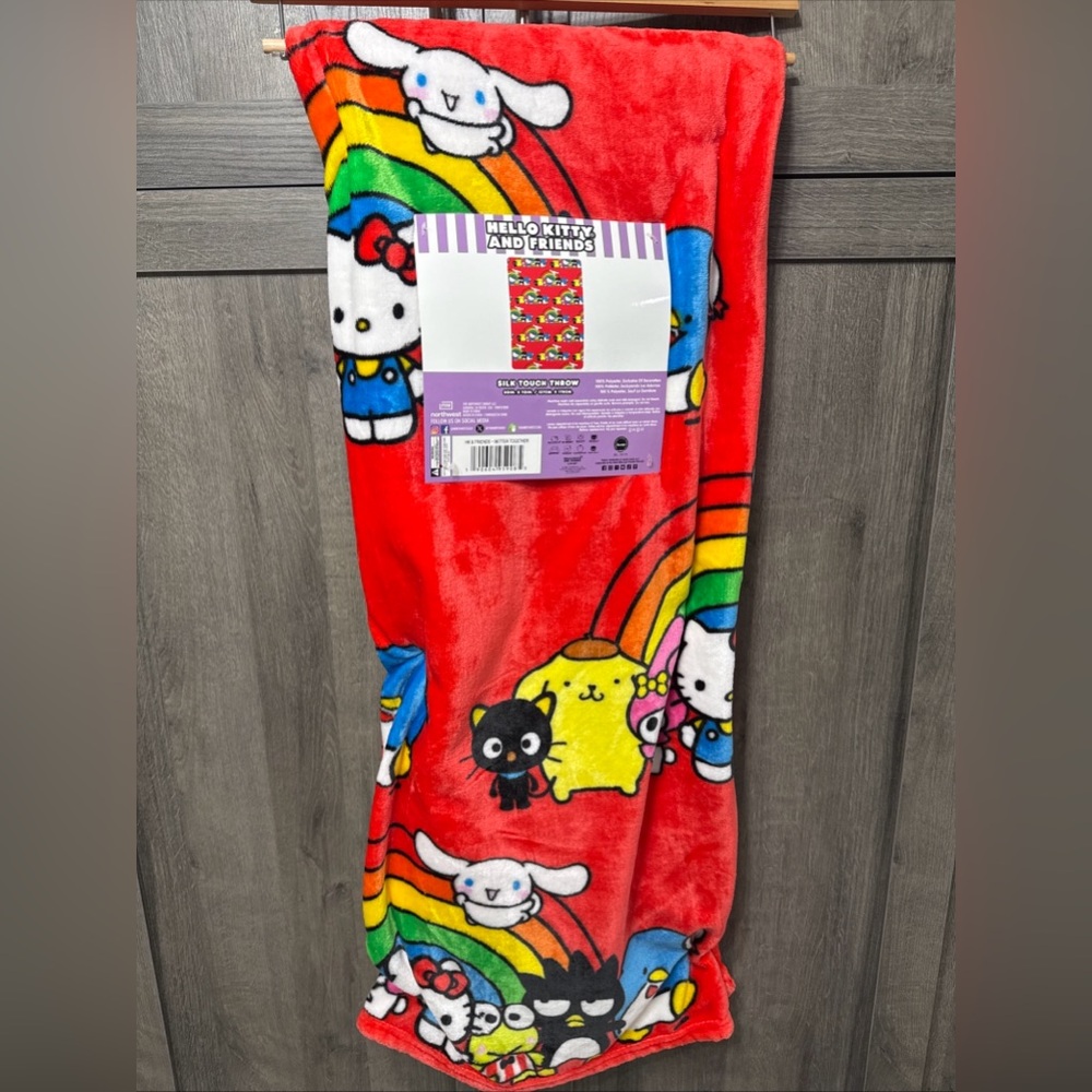 New Hello Kitty & Friends Better Together Red Plush 50x70 Throw Blanket With Tag